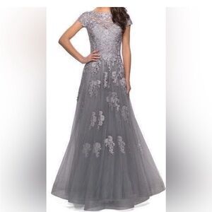 NWT La Femme - 26907 Lace Applique
Bateau A-line Dress